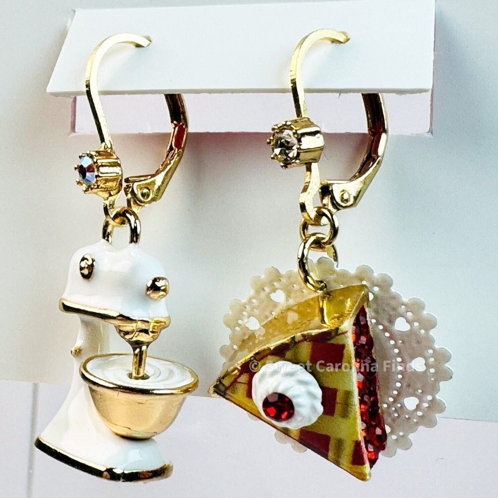 Betsey Johnson • Babycakes Pie & Mixer Earrings • Mismatch Drop • Cherry Pie - Picture 11 of 12